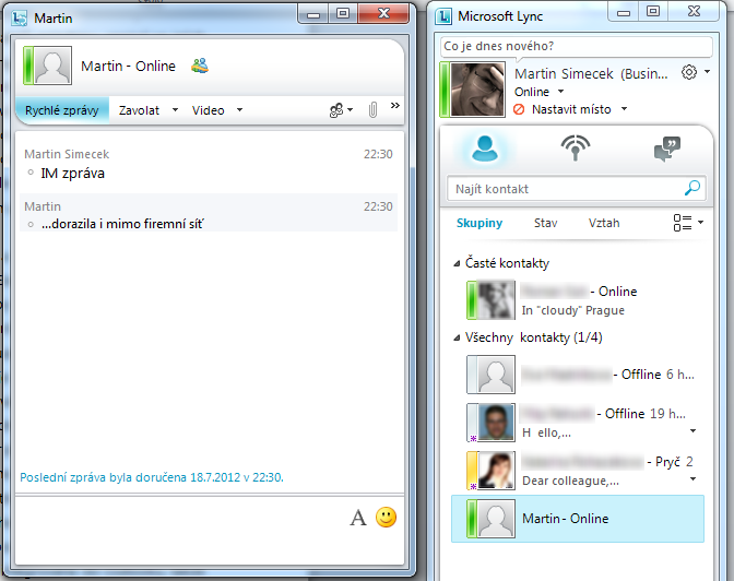 Obrázek 8 Lync Online (zdroj: autor) Office Professional Plus je klasická desktopová kancelářská sada 14, která je ovšem poskytována také na bázi předplatného.