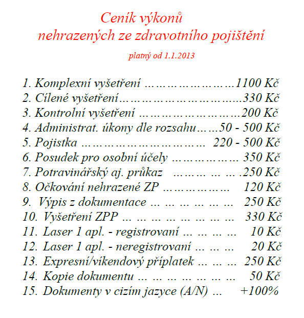 Od ledna roku 2008 byl dalším příjmem lékařů regulační poplatek ve výši 30,- Kč za pacienta. Poplatek však ve skutečnosti nebyl dalším příjmem, ale pouze modifikací financí.