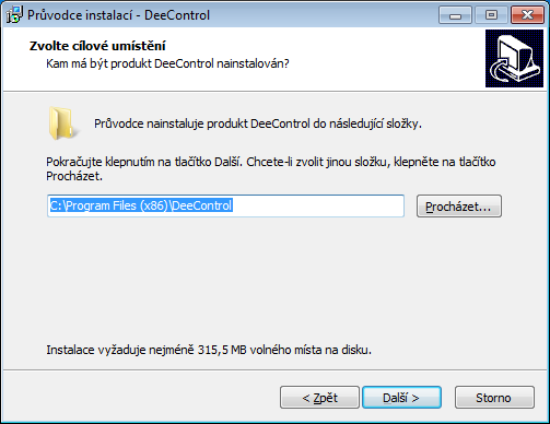 9. Postup instalace obslužného SW DeeControl Instalační soubor programu DeeControl naleznete na přiloženém CD v umístění deecontrol/setup.exe.
