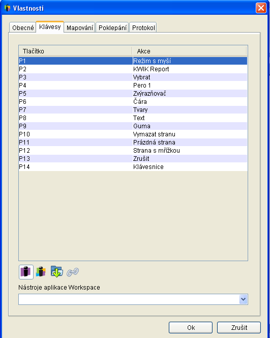 Programování tlačítek Tabule a Pad mají programovatelná tlačítka. Můžete na ně namapovat některou Interwrite funkci, internetovou adresu, dokument, nebo tlačítko z klávesnice.