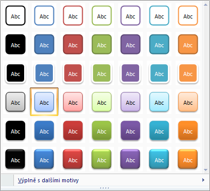 Dále zvolíte druh zvýraznění. Pokud by vám nevyhovoval ani jeden z předpřipravených motivů, použijte ve spodní části dialogu výběru dalších motivů.