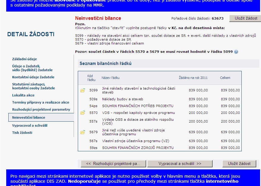 Detail parametru Doplnit hodnotu parametru tj.