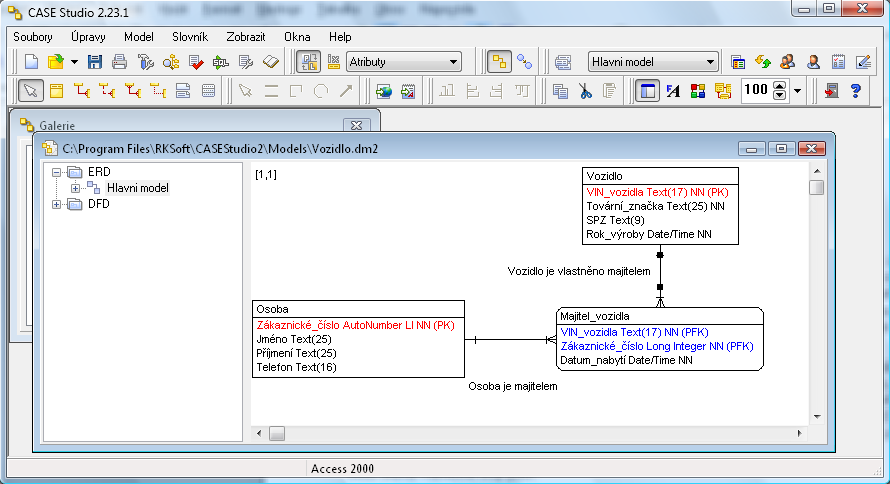 CASE nástroji jsou například: MS VISIO, CASE Studio, Power