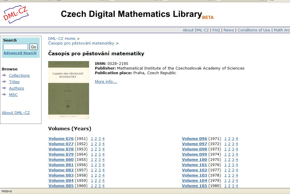 Úvodní stránka Časopisu pro pěstování matematiky Obrázek 2.