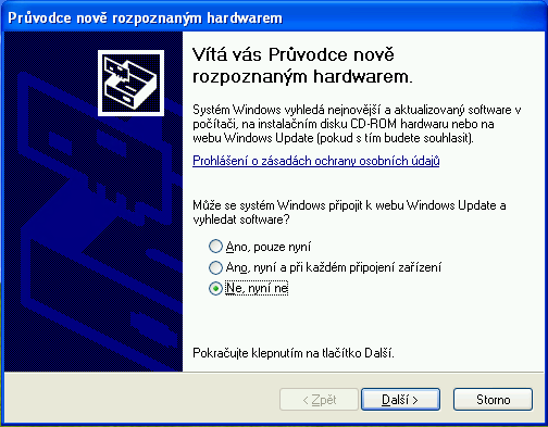 6. Průvodce automaticky zjistí ovladače na CD a nainstaluje je v počítači. 7.