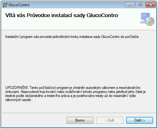 2. Instalace programu GlucoContro Za účelem nainstalování programu je třeba postupovat v souladu s následujícím návodem: 1.