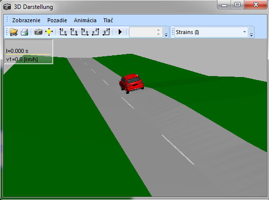 Pokud už není vozidlo viditelné v 3D okně kvůli změnám sklonu, můžete ho přesunout tlačítkem se symbolem odtahového auta znovu na povrch vozovky. 1.14.