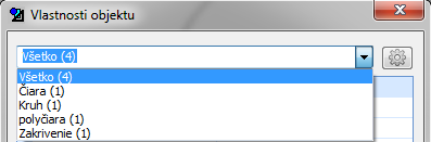 Při výběru více objektů vyberte ve výše uvedeném okně typ objektu, který chcete změnit. V závislosti na typu objektu můžete měnit různé parametry.