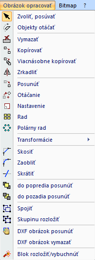 1.20.2 Otočit objekty (otočit výběr). Tato položka menu umožňuje otáčení vybraných objektů. Bezprostředně po výběru této položky menu se zobrazí symbol identifikující střed otáčení.