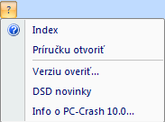 1.22.1 Index Po spuštění se otevře nápověda programu PC-Crash. 1.22.2 Otevřít příručku uživatele Otevře příručku pro danou verzi programu.