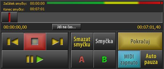 Sloupečky přehrávacího módu (Zámek projektu) zde si mohu vybrat sloupce, které budou zobrazeny v druhém a třetím řádku, toto nastavení se ukládá s projektem.