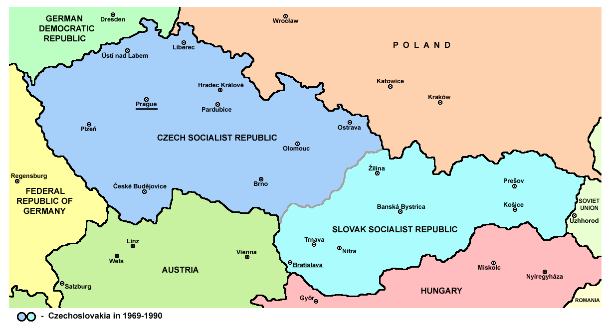 Mapa ČSSR v