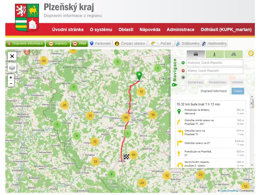 Přidání bodu do trasy je možné i po stisku tlačítka + pod řádkem s cílem trasy.