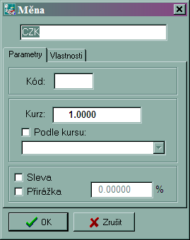Obr. 68 Pro kaţdou měnu musíte zadat její kurs.