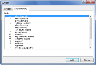 3.11. Symboly a znaky Kromě běžného textu a číslic budete možná občas potřebovat vložit do tabulek symboly, matematické výrazy či jiné nestandardní znaky.