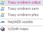 2.2 Jak pracovat s oknem Mapa V základním režimu (prohlížení jízd) jsou k dispozici následující ikony: Ikona Popis Funkce Hledat adresu Plánování trasy Provoz Počasí Vyčistit mapu Vyhledání adresy na