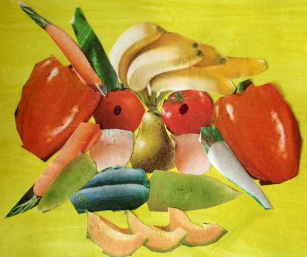 Dílna Dnes jsme lepili obrázky na motivy malíře Archimbolda, který vytvořil portrét z nejrůznějšího ovoce a zeleniny.