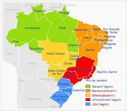 Brazílie se člení na 26 spolkových států (estados, jednotné číslo estado) a 1