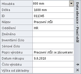 K těmto informacím se dostaneme tak, že vyvoláme na jakémkoliv objektu ve výkresu místní nabídku a pod možností Data zvolíme Data obrazce (Data Shape Data).