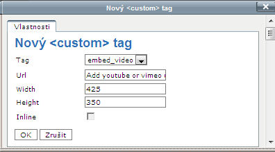 Komponenty v ez Publish Video bylo odstraněno. Vkládané Videoklipy YouTube a Vimeo Z Youtube a Vimeo můžete vkládat videa přímo přes textový editor kdekoli na stránce. Jak vkládat videoklipy 1.