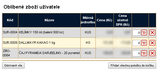 Vyhledávání Klikáním na odkazy se propracujete až k požadovanému produktu nebo použijte "Hledání" v pravé části obrazovky, pomocí kterého snadno vyhledáte požadovaný produkt podle kódu, názvu nebo