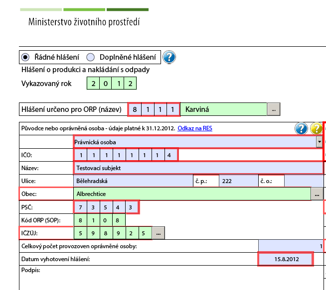 3 List č. 1 Identifikace ohlašovatele 3.1 Levá část Listu č.