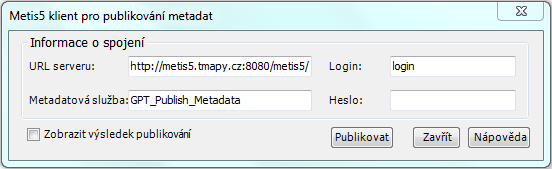 Extenze pro ArcGIS 10 V rámci kompatibility s produkty ArcGIS 10 byly vytvořeny extenze metis5publish a metis5csw. Slouţí pro snadnou komunikaci aplikace metis5 s ArcMap a ArcCatalog.