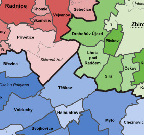 velké jako u kvantitativního znázornění dat, kde je třeba na základě světlosti přesně určit interval hodnot příslušného objektu. Nesmí však docházet ke splývání sousedních areálů. Obrázek 6.