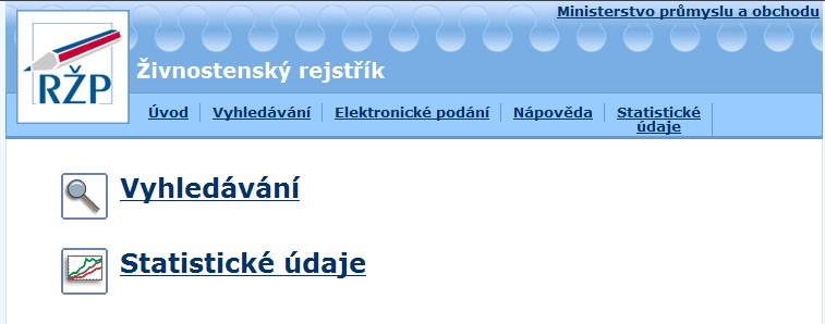 Tento odkaz pomáhá při vyhledání v obchodním rejstříku, kdy je možné hledat na základě dvou kritérií, a to buď dle názvu subjektu, nebo dle jména osoby.