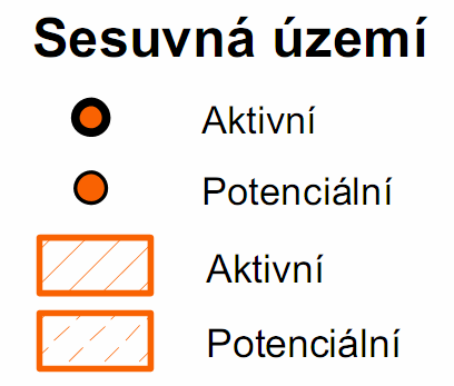 Kapitola 8 Prostorové konflikty v územním plánování území. Případě započítání i potenciálních sesuvů se potom jedná o 72,6 ha (2,6 %) současně zastavěného území a o 10,6 ha (4 %) zastavitelného území.