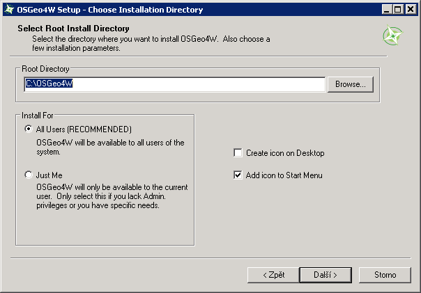 OSGeo4W Instalátor frameworku OSGeo4W je ke stažení na adrese: http://download.osgeo.org/osgeo4w/ Obrázek 1.