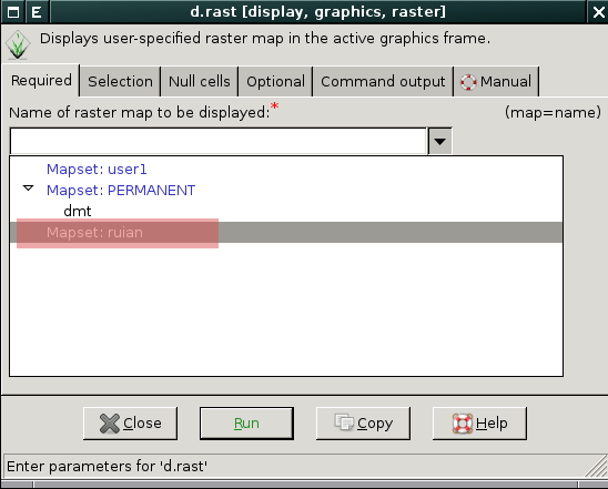 Vyhledávací cestu lze modifikovat z menu Settings GRASS working environment Mapset access. Obrázek 1.24: Přidání mapsetu ruian do vyhledávací cesty.