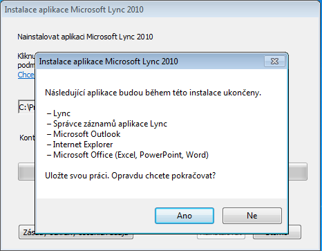 Instalace MS Lync Pozn.: Pokud již máte nainstalován MS Office Communicator (předchozí verze klientského prostředí Profi Komunikace), není potřeba jej odinstalovat. Odinstalace se provede automaticky.