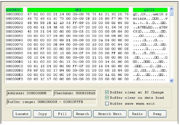 Vyberte Buffer clear at IC change pro vyčištění bufferu po vybrání zařízení. 2. Vyberte Buffer clear on data load pro vyčištění bufferu před načtením souboru dat. 3.