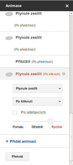 Obrázek 23: Google Prezentace Okno Animace Volbou Soubor Publikovat na webu.