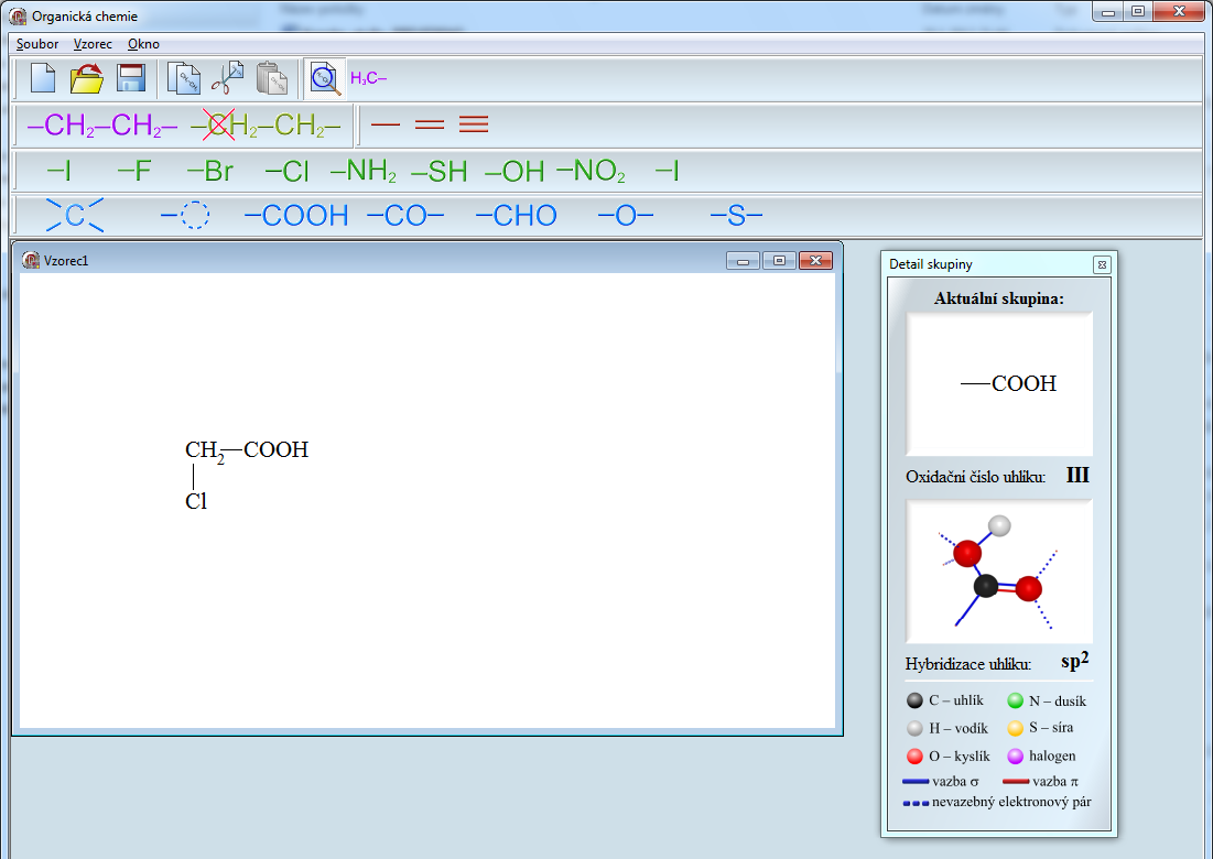 26 Chemické editory 3.1.3 Organická chemie Program vznikl jako součást diplomové práce Komponenty VCL pro vektorovou grafiku ve výuce chemie.