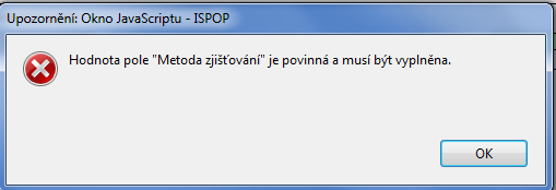 Tab. 10: Kontrola vyplnění povinných polí (5. strana formuláře F_IRZ) Příklady výsledků kontrol pro vyplnění povinných polí (viz.