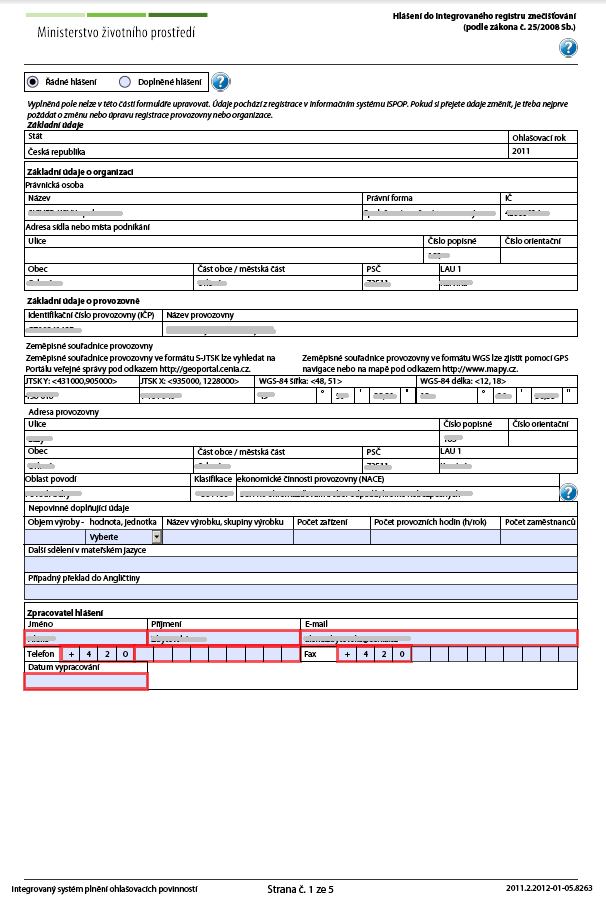 2. Formulář F_IRZ a objasnění jeho stran a jednotlivých