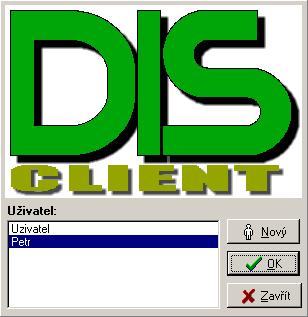A.4. PRÁCE S APLIKACÍ A.4.2 Přihlášení Prvním krokem při používání aplikace DISClient je přihlášení uživatele do systému.