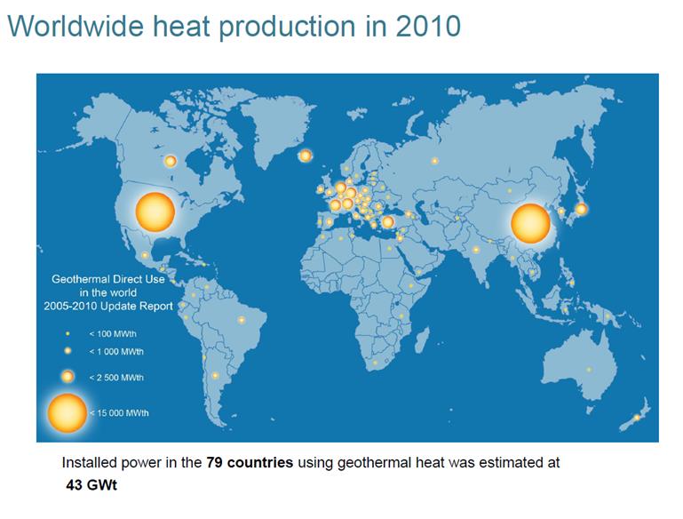 geotermální energie v Evropě (2012) a