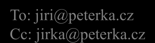 v. 2.6 SMTP dialog - příklad 220 scretchy.czech.net SMTP service ready HELO smtp.post.cz 250 scretchy.czech.net hello smtp.post.cz MAIL FROM: <nekdo@post.cz> 250 sender ok RCPT TO: <jiri@peterka.