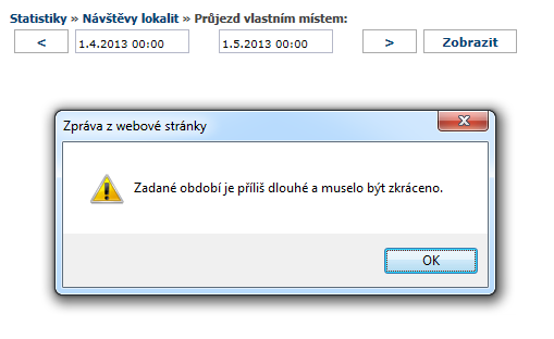 NOVINKA OMEZENÍ DOBY PRO STATISTIKY Novinka omezení doby pro statistiky U některých statistik došlo k omezení intervalu, pro které lze vybrat zobrazení požadovaných hodnot.