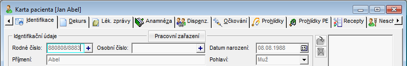 MEDICUS 3 Komfort 4 Práce s pacientem Program umožňuje otevřít více oken najednou např. Kartotéka, Karta pacienta Abel, Karta pacienta Brůna, Ambulantní doklad pacienta atd.