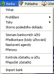 4. Banka Modul banka je určen ke zpracování bankovních výpisů resp. peněžních toků na bankovních účtech.