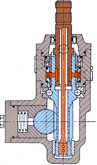 Hydraulický systém se skládá z hydrogenerátoru (čerpadla) poháněného elektromotorem, rozvaděče reagujícího na velikost kroutícího momentu od volantu a hydraulického válce s pístem.