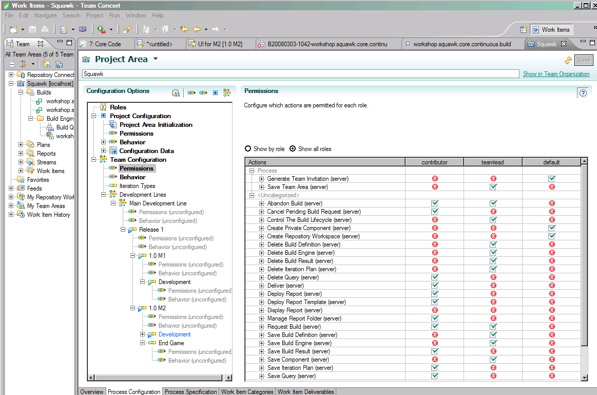 Process Editor Control operation behavior based on Roles Define roles that span across all aspects