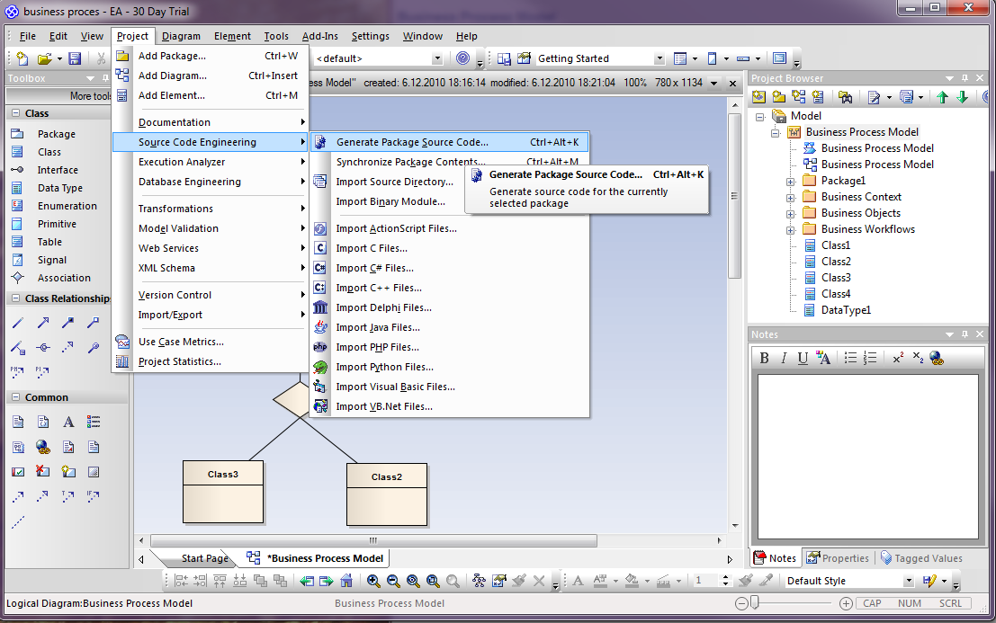 Obrázek 3: Enterprise Architect - user interface model Obrázek