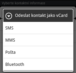 72 Lidé Odeslání informací o kontaktech jako vcard Snadno sdílejte kontaktní informace nebo libovolný kontakt v zařízení HTC Wildfire S. 1. Na Výchozí obrazovce klepněte na tlačítko > Lidé. 2.