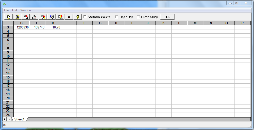 Tabulkový procesor Spreadsheet Tabulkový procesor obsažený v programu Assess je Excel-kompatibilní. Je určen pouze k záznamu dat.