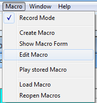 Editace Makra Pro úpravu existujícího Makra zvolit nabídku Macro Edit Macro na hlavní liště.